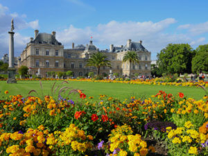 Paris, France - famous landmark, Luxembourg Palace and park. UNESCO World Heritage Site.